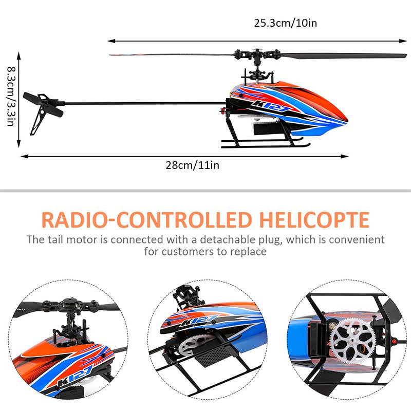 WLtoys K127 RC Helicopters 2.4Ghz 4CH 6-Aixs Gyroscope Single Blade Propellor Helicotper For Kids Gift RC Toys