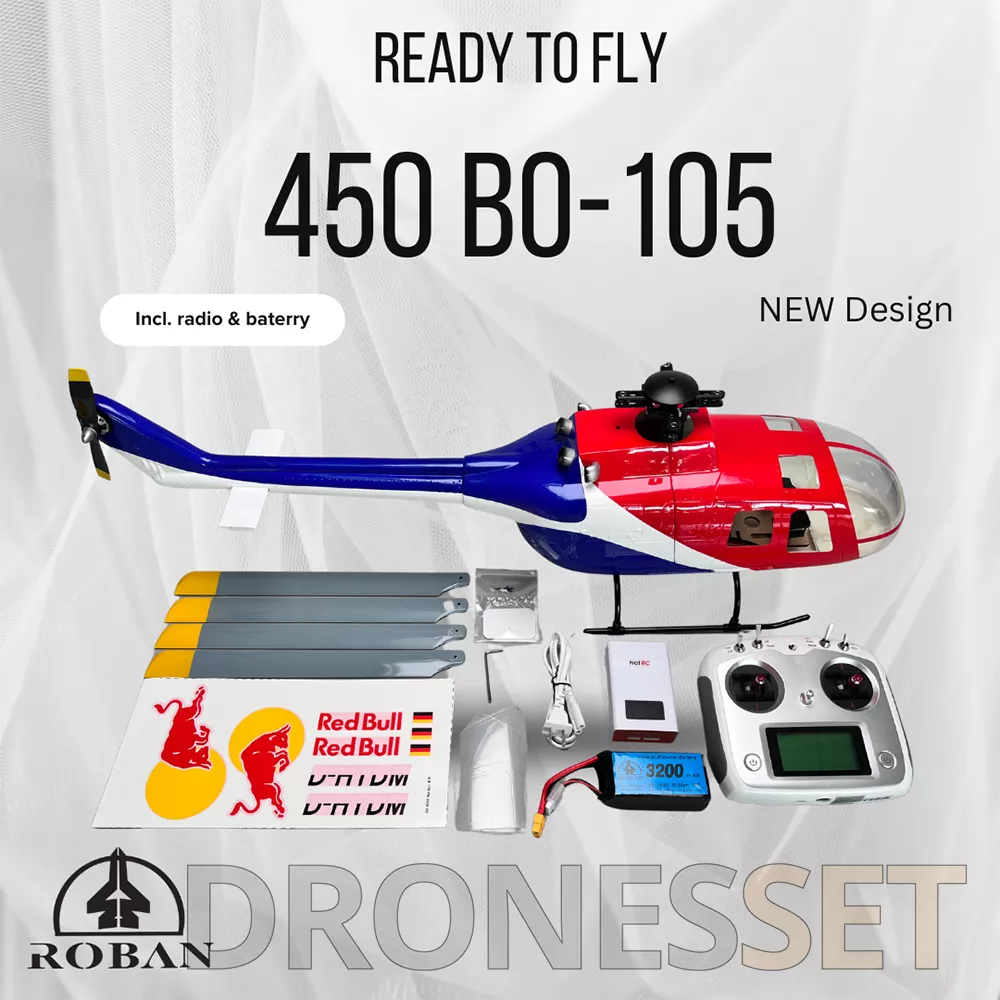ROBAN BO-105 450 Class RC Helicopter 4-Blade 2.4G 11CH GPS Stabilized PNP/RTF With X2 Flight Controller