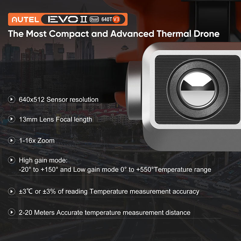Autel Robotics EVO II Dual 640T V3 Rugged Bundle 640x512 Infrared Thermal Imaging Camera 0.8' CMOS & 8K Camera Professional Quadcopter