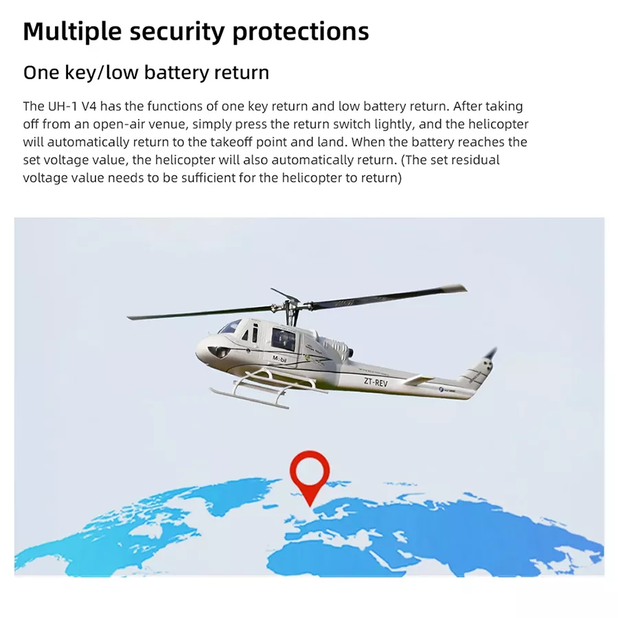 FLYWING UH1 V4 Huey Helicopter Upgrade Version 450L Class 6CH Brushless GPS Stabilized Altitude Hold RC Helicopter H1 Flight Controller
