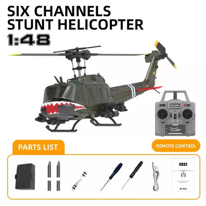 RCERA C032 UH-1 Huey RC Helicopter 1/48 6CH 6-axis Gyro Barometer Altitude Determination Optical Flow Positioning TOF Laser Radar Aerobatic Helicopter