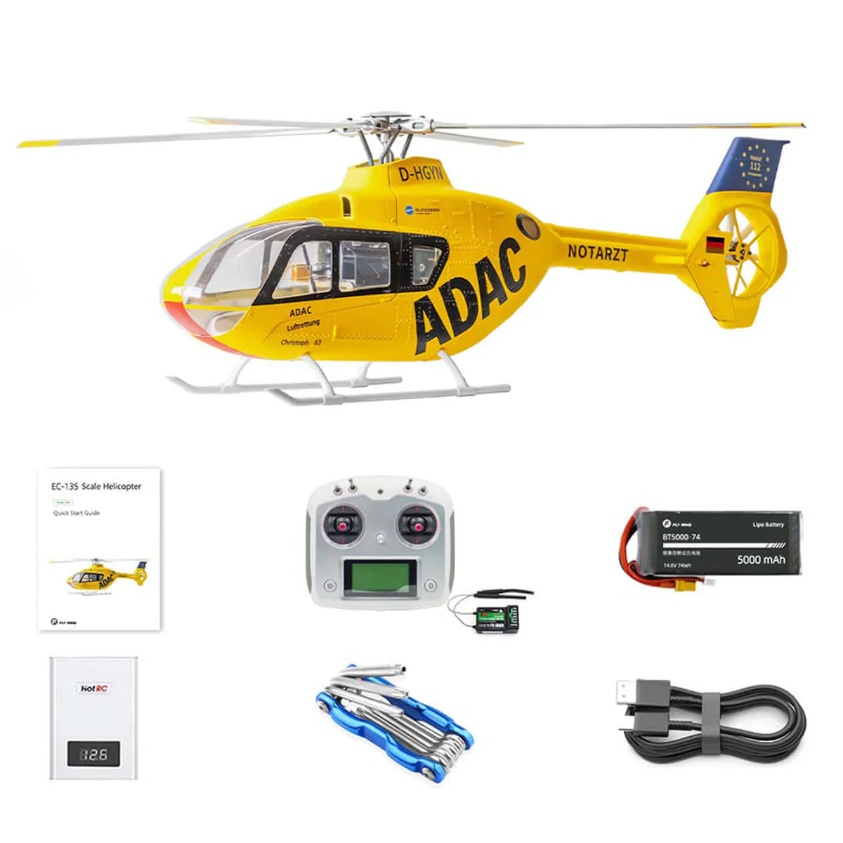 FLYWING EC135 RC Helicopter 470 Scale 6CH RTF with GPS H1 Flight Controller 4 Blade Rotor PNP/RTF Version Helicopter