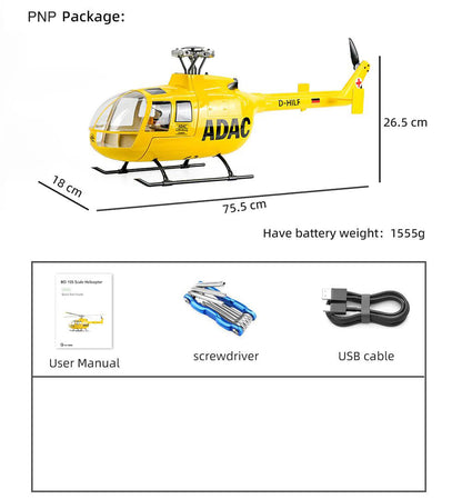 FLYWING BO-105 Universal RC Helicopter 470L Class 6CH Brushless GPS Stabilized Altitude Hold RC Helicopter H1 Flight Controller