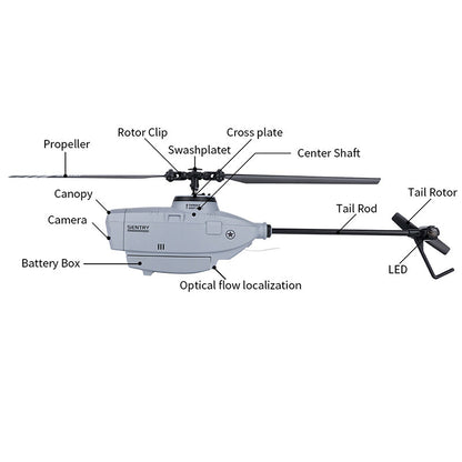 RCERA C127 RC Helicopter 2.4G 4CH 6-Axis Gyro Altitude Hold Optical Flow Localization Flybarless RTF Sentry Helicopter 720P Drone
