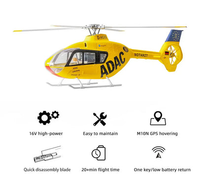 FLYWING EC135 RC Helicopter 470 Scale 6CH RTF with GPS H1 Flight Controller 4 Blade Rotor PNP/RTF Version Helicopter