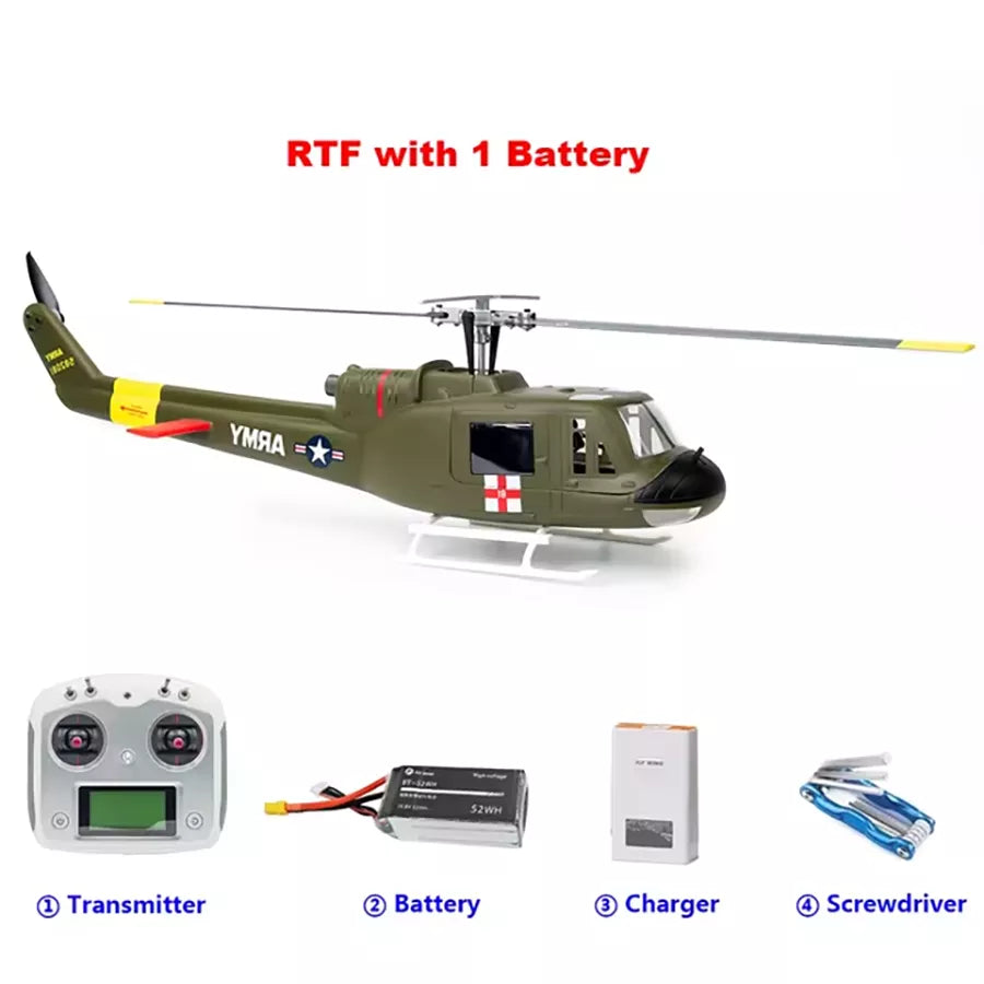FLYWING UH1 V4 Huey Helicopter Upgrade Version 450L Class 6CH Brushless GPS Stabilized Altitude Hold RC Helicopter H1 Flight Controller