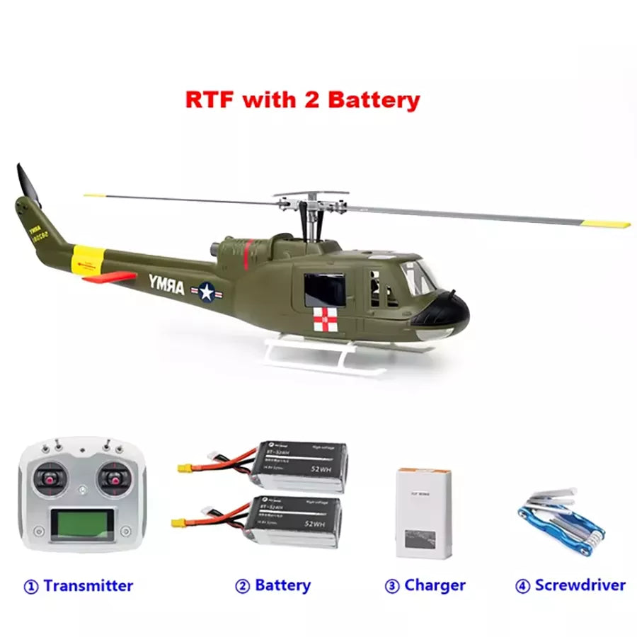 FLYWING UH1 V4 Huey Helicopter Upgrade Version 450L Class 6CH Brushless GPS Stabilized Altitude Hold RC Helicopter H1 Flight Controller