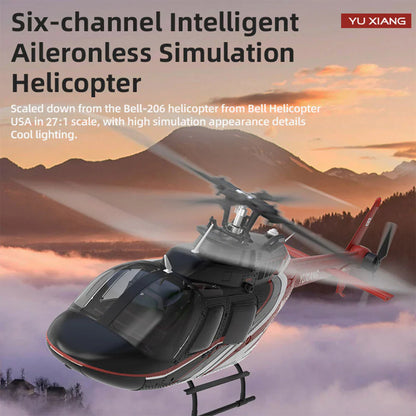 YXZNRC F08 Bell 206 RC Helicopter 1/27 Scale Brushless Direct-Drive 6G Flybarless Model 2.4G 6CHwith Optical Flow Positioning