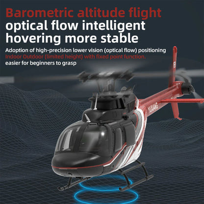 YXZNRC F08 Bell 206 RC Helicopter 1/27 Scale Brushless Direct-Drive 6G Flybarless Model 2.4G 6CHwith Optical Flow Positioning