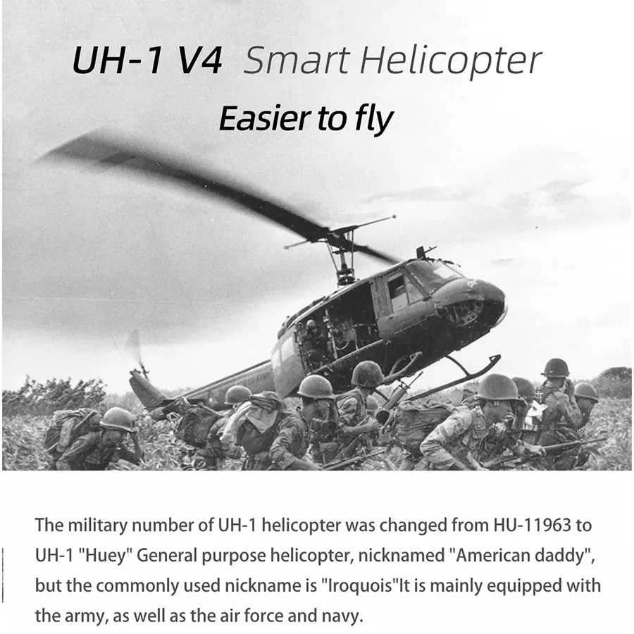 FLYWING UH1 V4 Huey Helicopter Upgrade Version 450L Class 6CH Brushless GPS Stabilized Altitude Hold RC Helicopter H1 Flight Controller