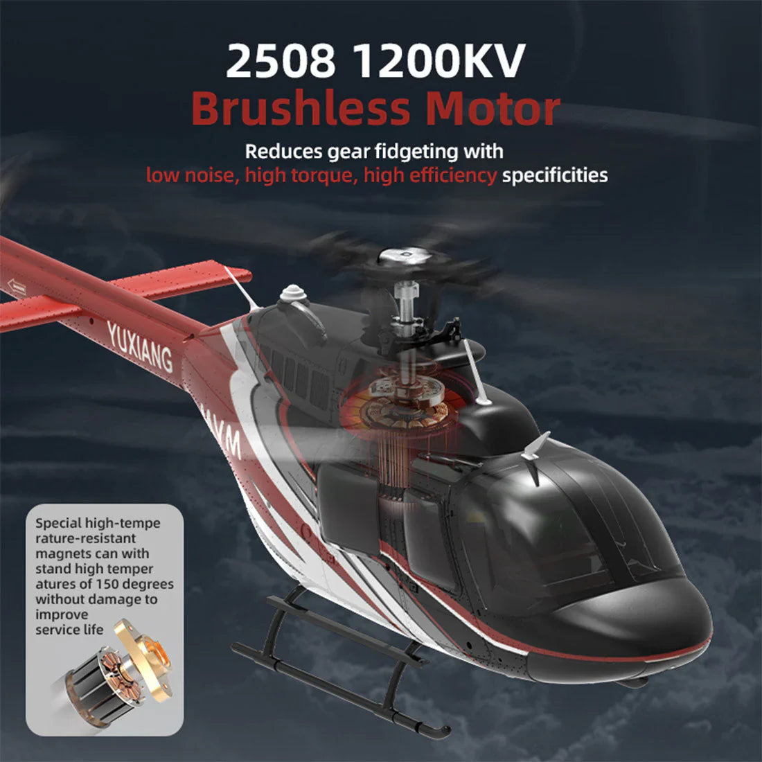 YXZNRC F08 Bell 206 RC Helicopter 1/27 Scale Brushless Direct-Drive 6G Flybarless Model 2.4G 6CHwith Optical Flow Positioning