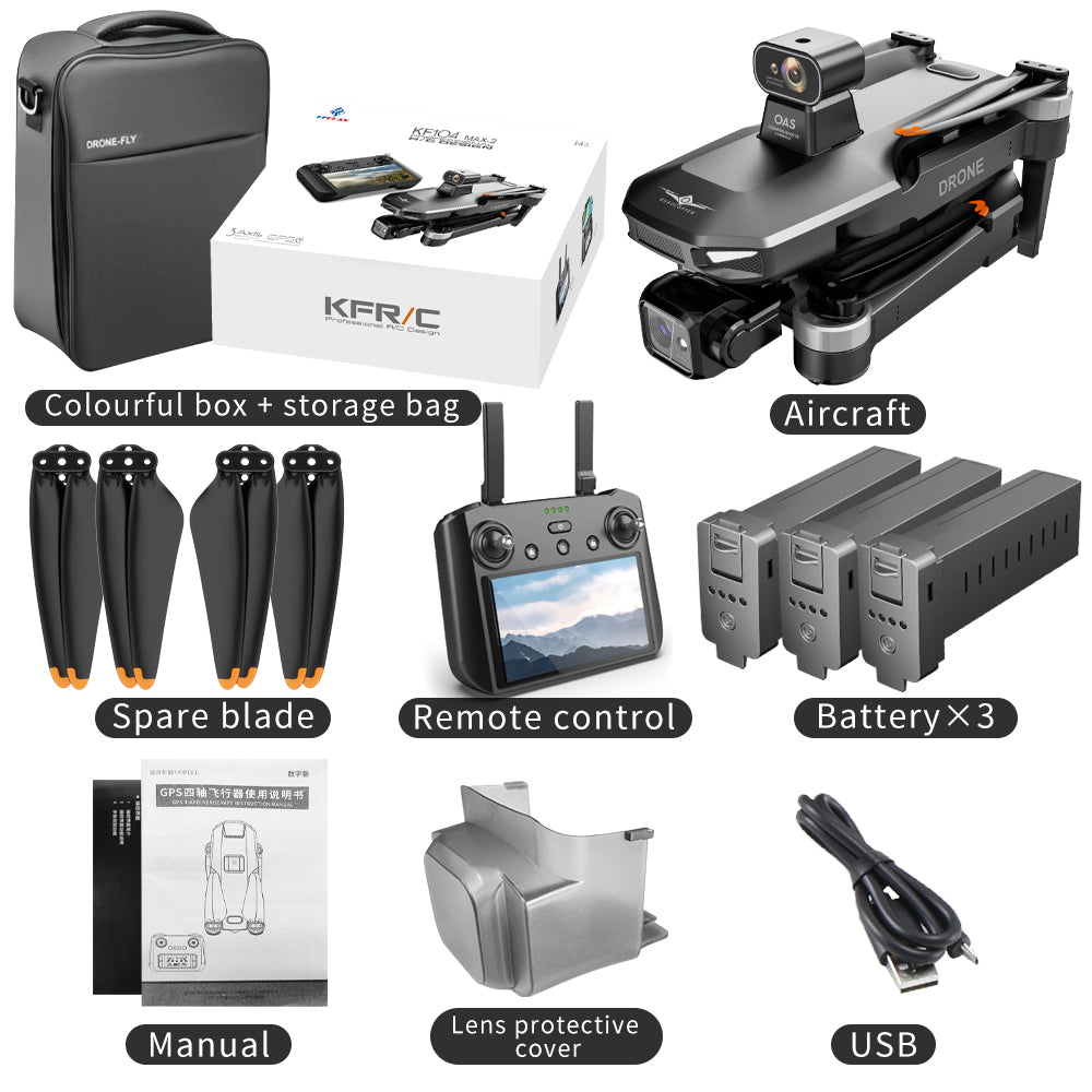 KF104 MAX2 NEW 8K Drone 3-Axis Gimbal EIS Camera Intelligent Obstacle Avoidance 5G GPS Quadcopter with Screen Remote control