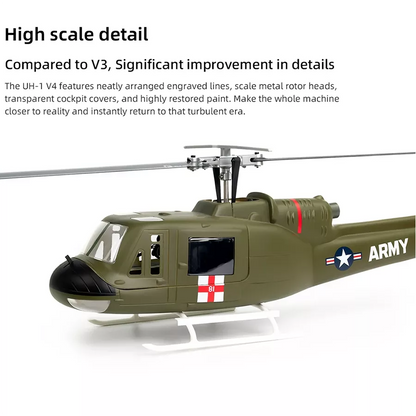 FLYWING UH1 V4 Huey Helicopter Upgrade Version 450L Class 6CH Brushless GPS Stabilized Altitude Hold RC Helicopter H1 Flight Controller