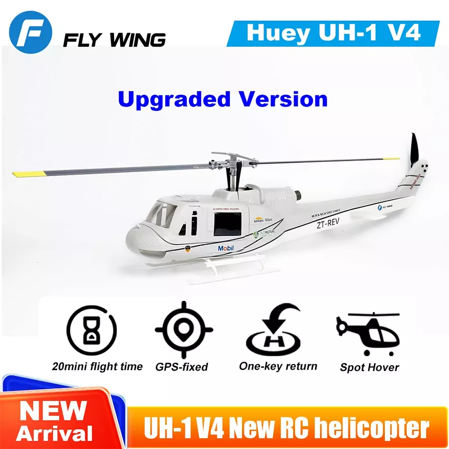 FLYWING UH1 V4 Huey Helicopter Upgrade Version 450L Class 6CH Brushless GPS Stabilized Altitude Hold RC Helicopter H1 Flight Controller
