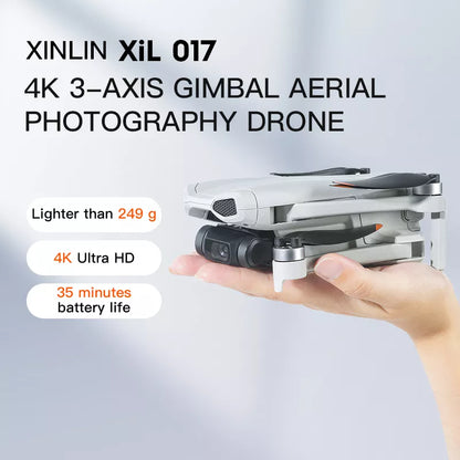 XIL 017 4K Drone 249g with Screen Remote Control 3-Axis Gimbal Anti-shake HD Aerial Photography GPS Quadcopter