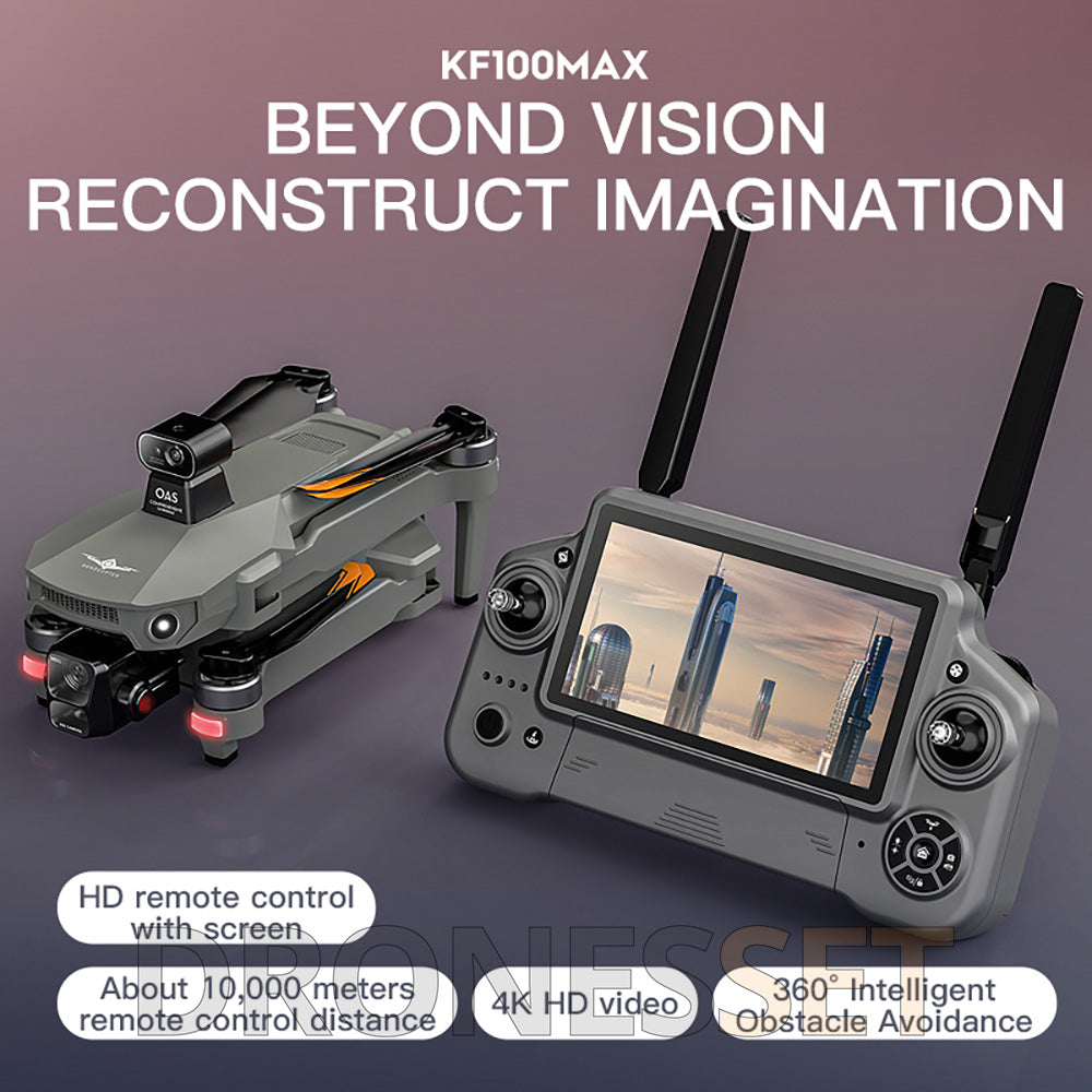 KF100 4K Drone 3-Axis Gimbal EIS Camera Large size Intelligent Obstacle Avoidance 10KM 5G GPS Quadcopter with Screen Remote control