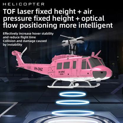 RCERA C032 UH-1 Huey RC Helicopter 1/48 6CH 6-axis Gyro Barometer Altitude Determination Optical Flow Positioning TOF Laser Radar Aerobatic Helicopter