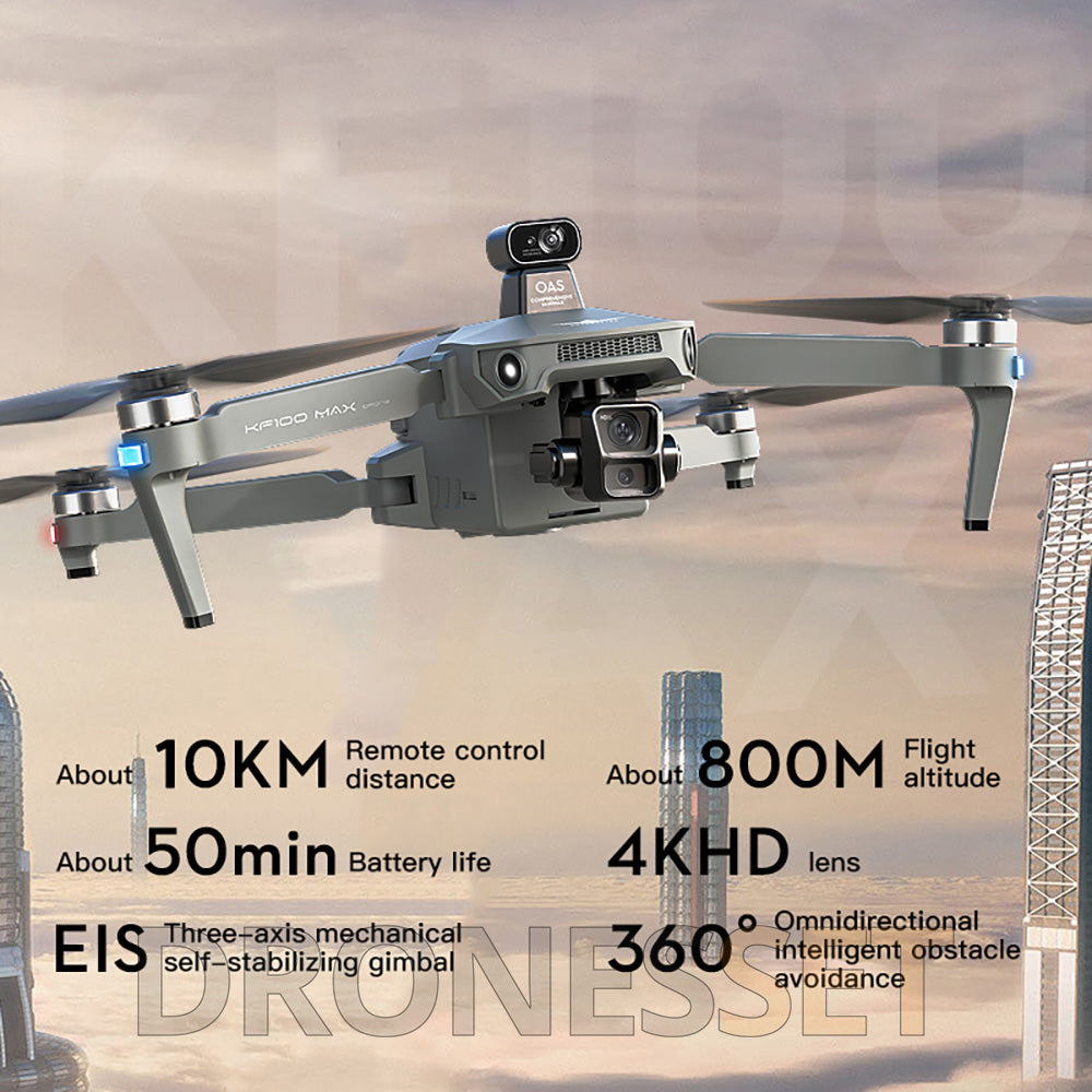 KF100 4K Drone 3-Axis Gimbal EIS Camera Large size Intelligent Obstacle Avoidance 10KM 5G GPS Quadcopter with Screen Remote control