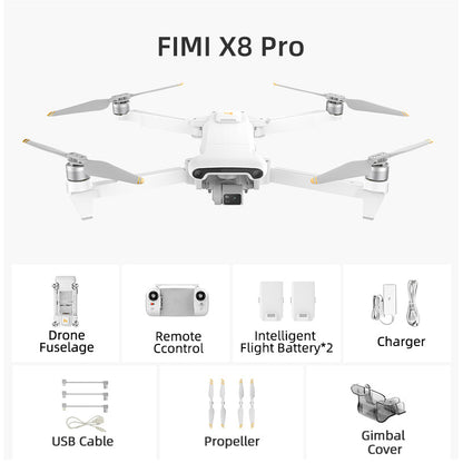 FIMI X8 PRO 4K Drone Profesional GPS 15KM 1/1.3-inch CMOS 3-Axis Gimbal Tri-Directional Obstacle Avoidance RC Quadcopter